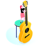 female playing guitar illustration free download