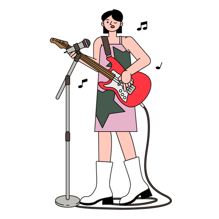 Woman playing guitar Illustration