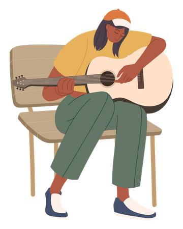 Woman playing guitar Illustration