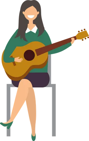 Woman Playing Guitar  Illustration