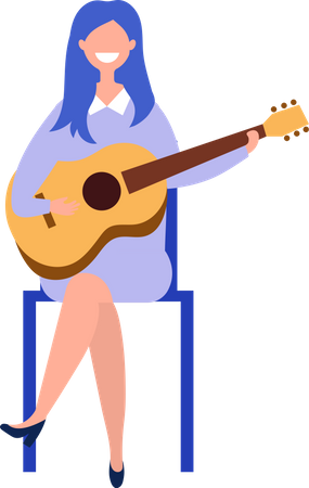 Woman playing guitar  Illustration