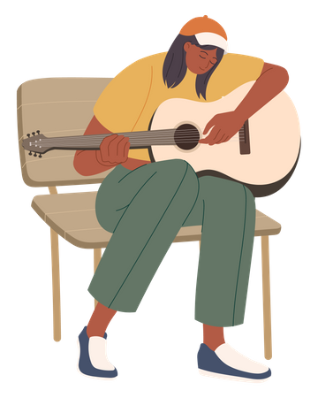 Woman playing guitar  Illustration