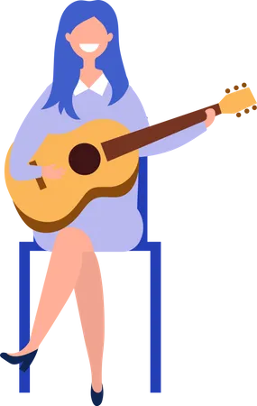 Woman playing guitar  Illustration