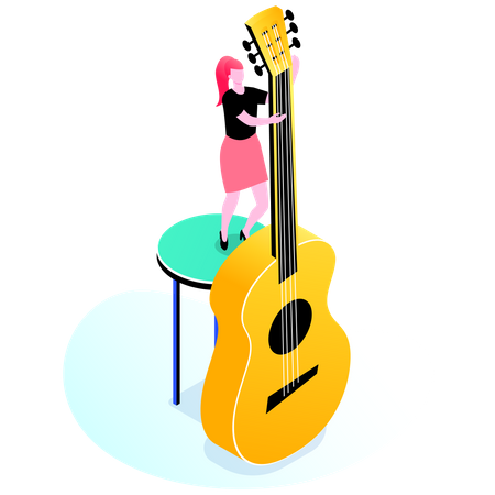Woman playing guitar  Illustration