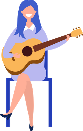 Woman playing guitar  Illustration