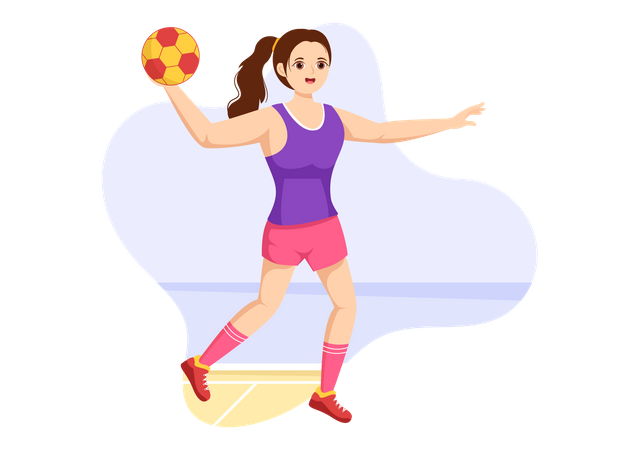 Woman Playing Handball  Illustration