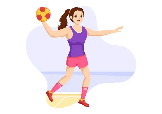 Woman Playing Handball Illustration