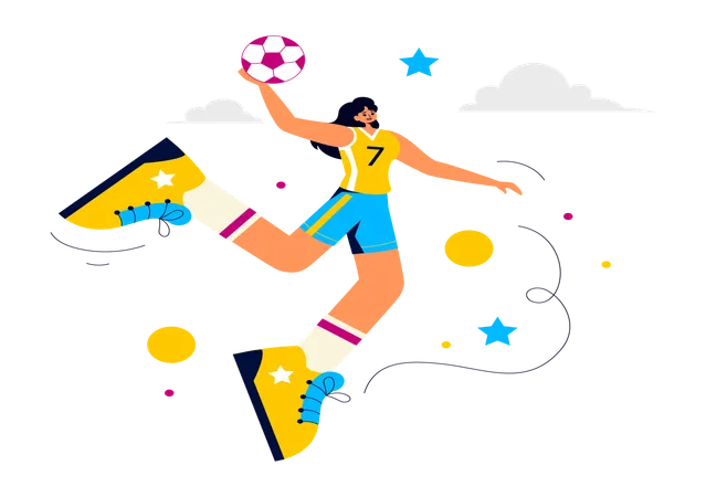 Woman Playing Handball  Illustration