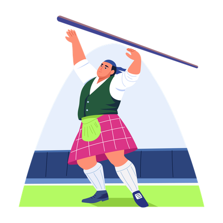 Woman playing highland game  Illustration