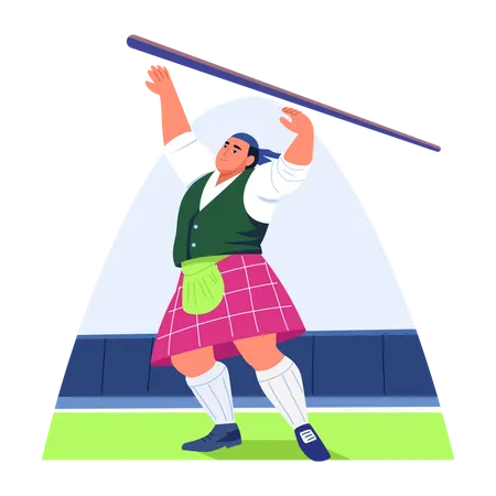 Woman playing highland game  Illustration