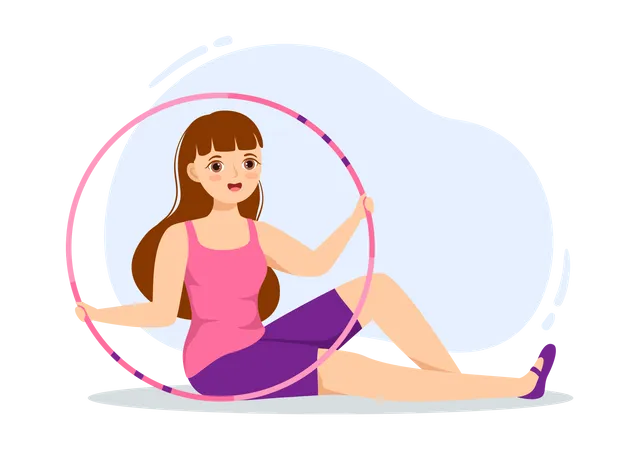 Woman Playing Hula Hoop Illustration