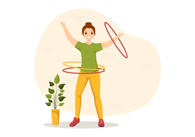 Woman Playing Hula Hoop  Illustration