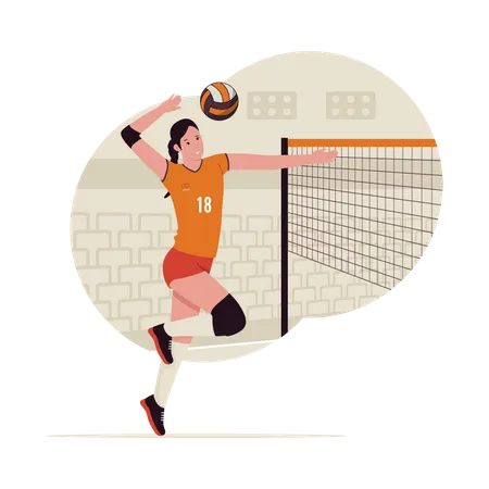 Woman playing in volleyball competition  Illustration