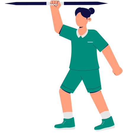 Woman Playing Javelin Throw  Illustration