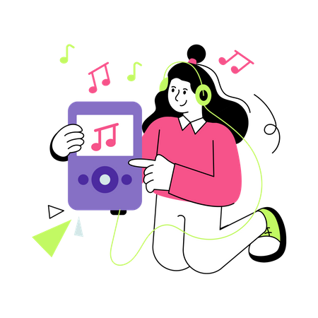 Woman playing music  Illustration