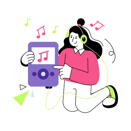 Woman playing music  Illustration