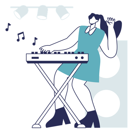 Woman playing musical keyboard  일러스트레이션