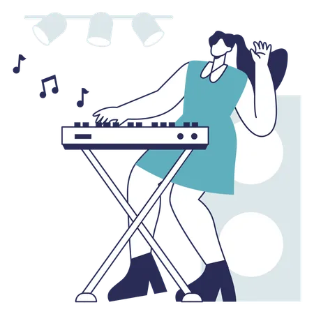 Woman playing musical keyboard  일러스트레이션