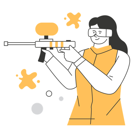 Woman playing shooting game  Illustration