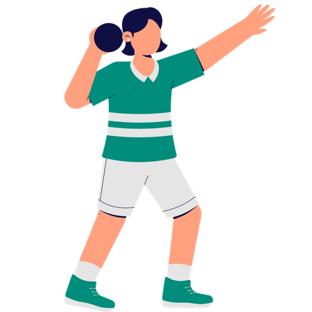 Woman Playing Shot Put  Illustration