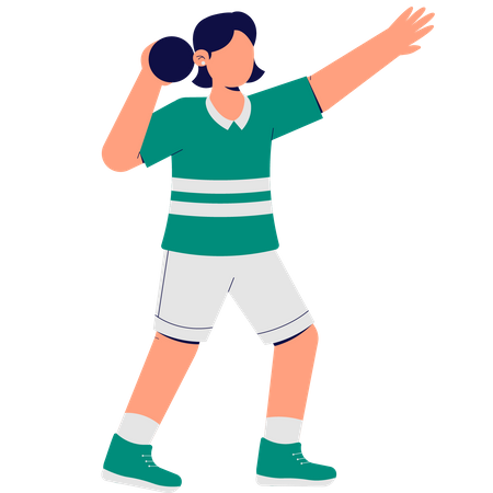 Woman Playing Shot Put  Illustration