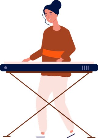 Woman Playing Synthesizer  Illustration