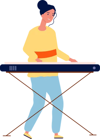 Woman Playing Synthesizer  Illustration