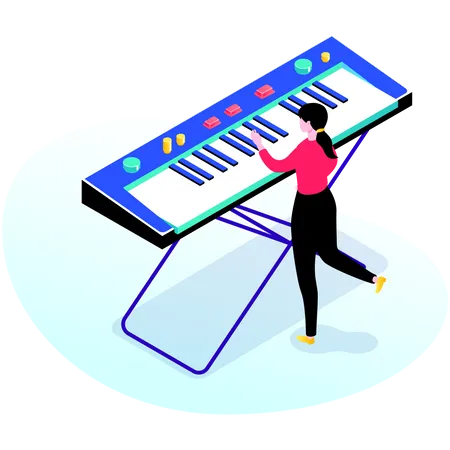 Woman playing Synthesizer  Illustration