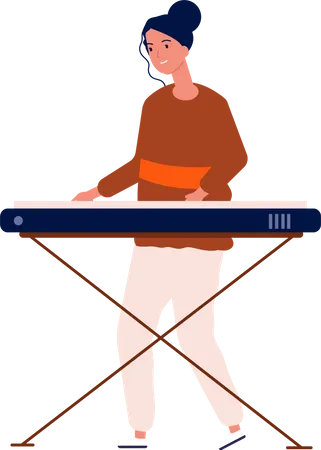 Woman Playing Synthesizer  Illustration