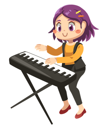 Woman Playing Synthesizer  Illustration