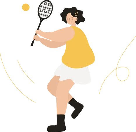 People Playing Tennis Flat Design Illustration
