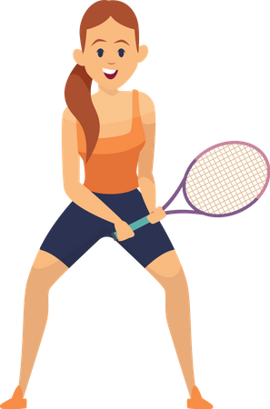 Woman Playing Tennis  Illustration