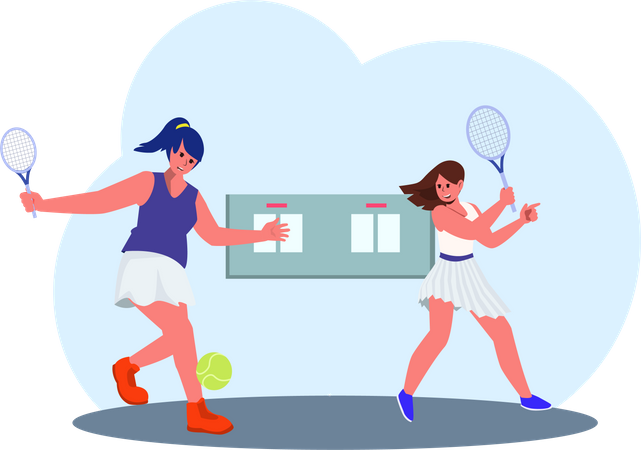 Woman Playing Tennis  イラスト