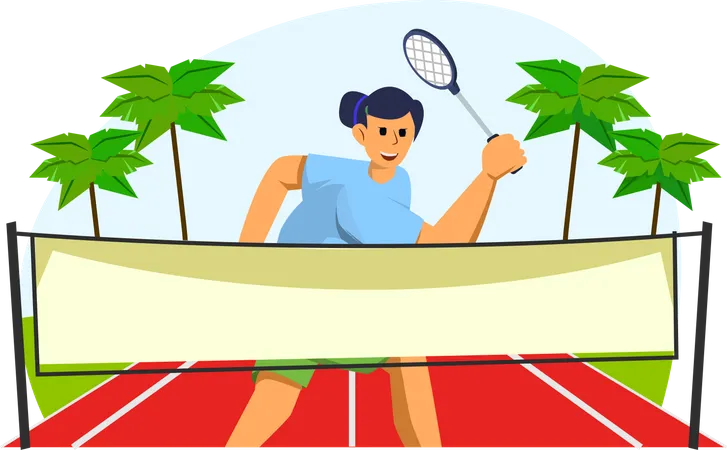 Woman Playing Tennis  Illustration