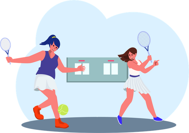 Woman Playing Tennis  Illustration