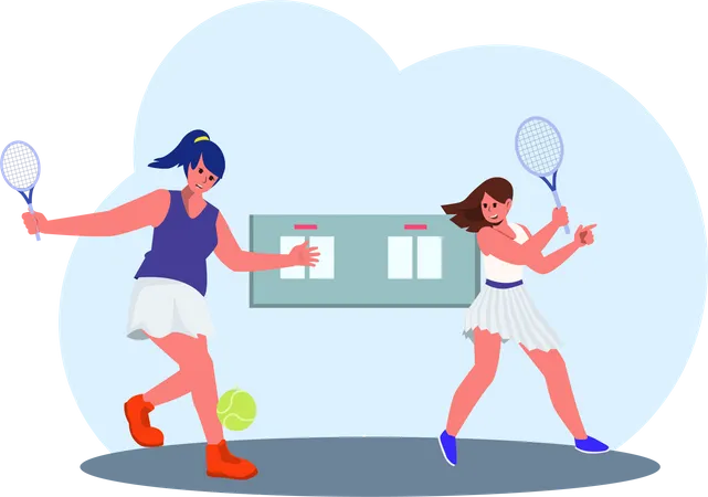 Woman Playing Tennis  Illustration