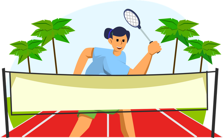 Woman Playing Tennis  Illustration