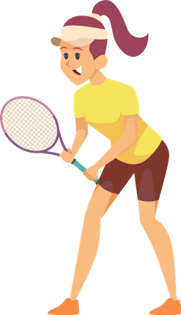 Woman Playing Tennis  Illustration