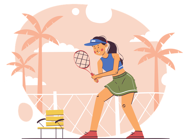 Woman Playing Tennis  Illustration