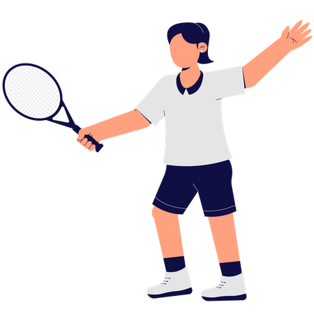 Woman Playing Tennis  Illustration