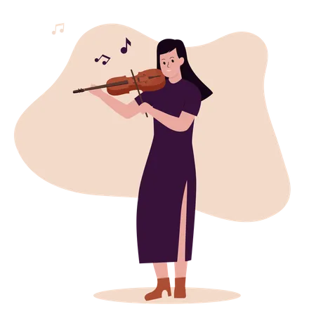 Woman playing violin Illustration