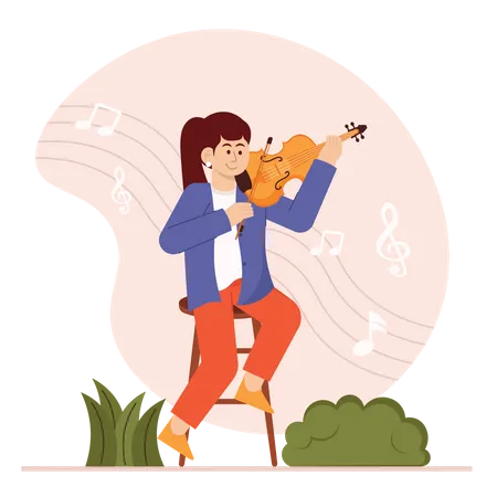 Woman Playing Violin  Illustration