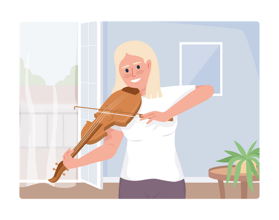 Woman playing violin  Illustration