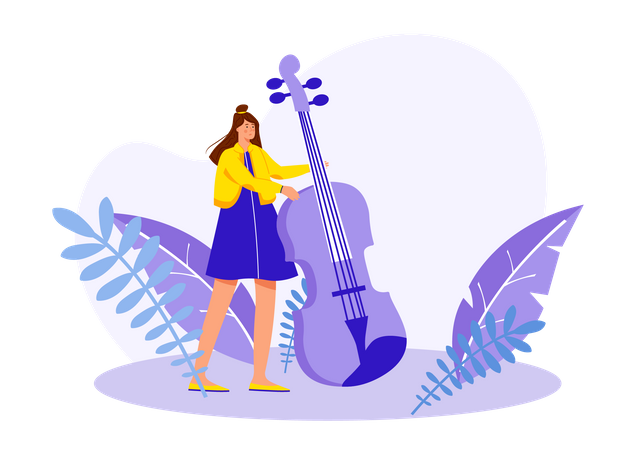 Woman playing violin  Illustration