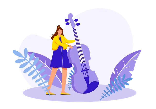 Woman playing violin  Illustration