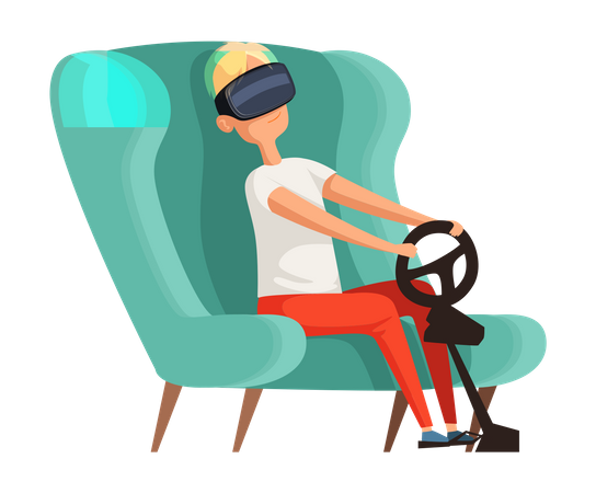 Woman playing Virtual Reality Game Illustration