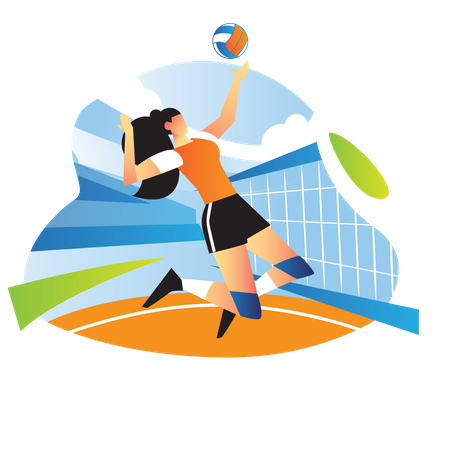 Woman playing Volley Ball Illustration