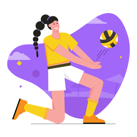 Woman playing volleyball Illustration