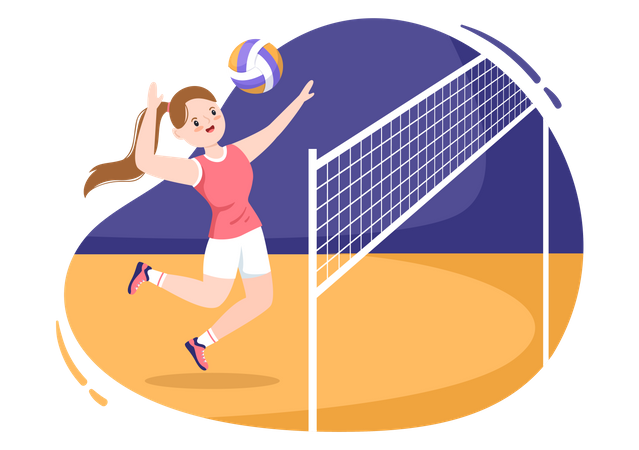 Woman playing volleyball Illustration