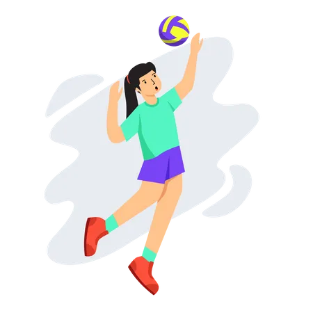 Woman Playing Volleyball  Illustration